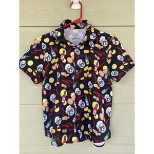 Bucee's Black Beaver Crawfish Seafood Boil Summer Button Down Shirt Youth Large